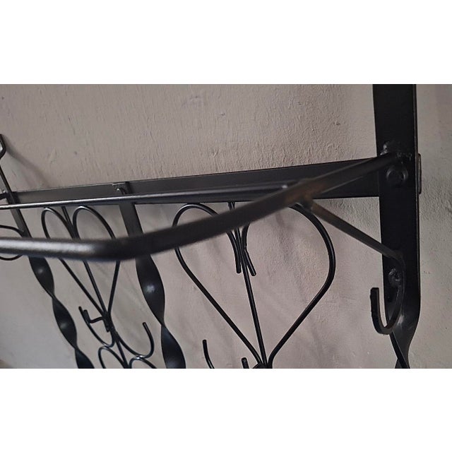 Metal Mid-Century Wall-Mounted Wrought Iron Coat and Hat Rack, 1960s For Sale - Image 7 of 8