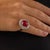 1980s Vintage 14.80 Carat Treated Ruby Diamond 14k White Gold Cluster Cocktail Ring, Size 6 For Sale - Image 5 of 7