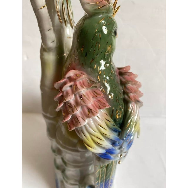Vintage Asian Figurine Composition Ceramic Porcelain Birds/Parrots For Sale - Image 10 of 12