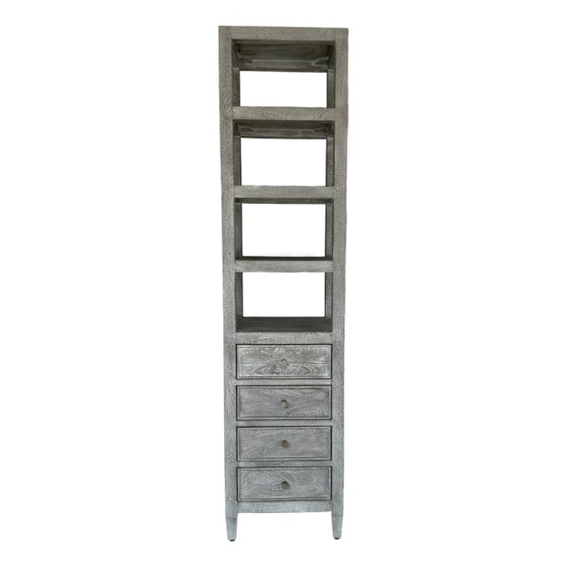 Made Goods Organic Modern Gray Mango Wood Allesandro Tall Cabinet For Sale