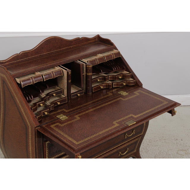 Animal Skin Maitland Smith Leather Wrapped Secretary Desk For Sale - Image 7 of 18