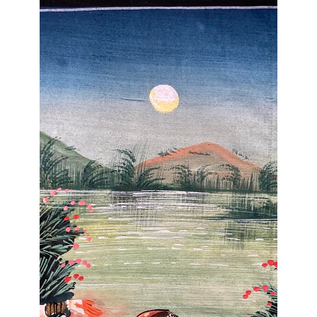 Indian Painting on Silk Depicting Toilette, 1960s For Sale - Image 8 of 13