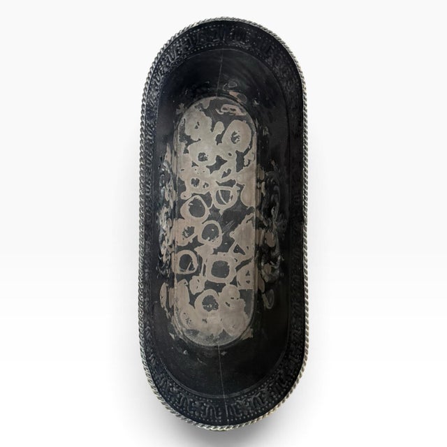 Vintage Embossed Metal Jardinière Planter With Ring Handles | Distressed French Country Cachepot For Sale In Portland, ME - Image 6 of 7