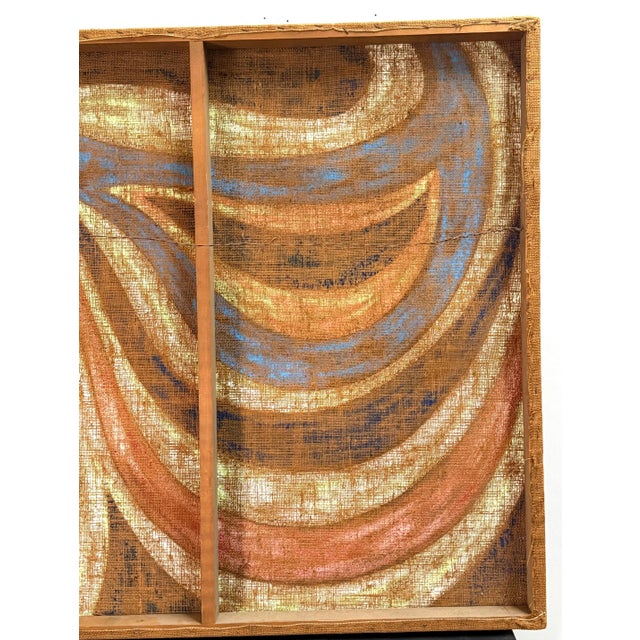 Black Large Mid Century abstract Oil on Burlap Alexander Calder School, Circa 1950s For Sale - Image 8 of 18