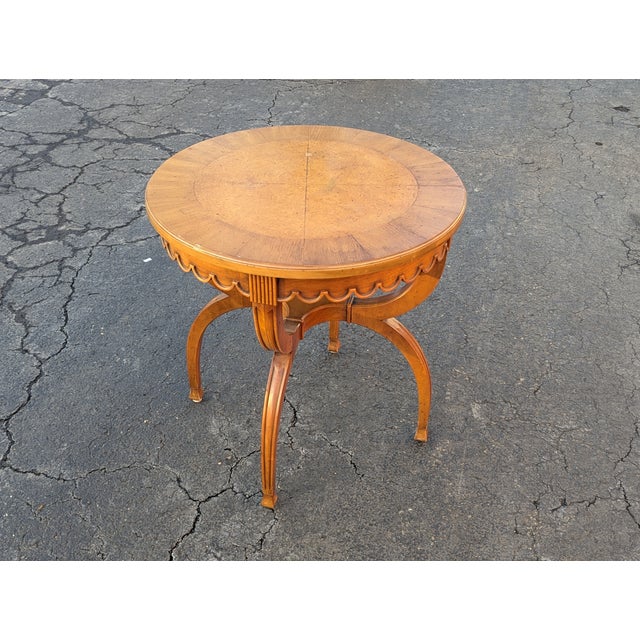 Mid 20th Century Vintage John Widdicomb Round Fruitwood Side Table For Sale - Image 5 of 8