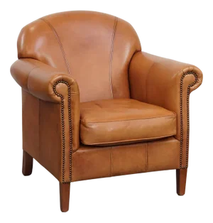 Cowhide Leather Armchair in Cognac Color