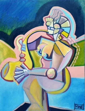 "The Nude Saxophonist" Contemporary Figurative Oil Painting