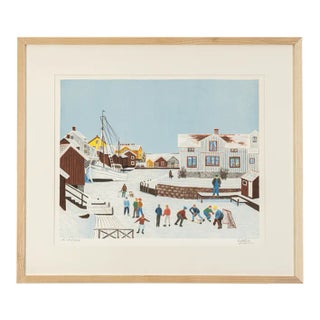 Swedish Winter, Color Lithograph For Sale