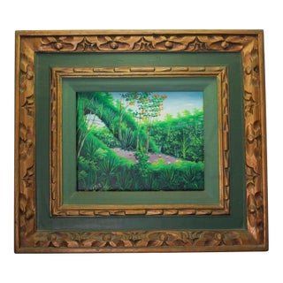 1970s Haitian Landscape Oil on Panel Painting by Dominique Senat For Sale