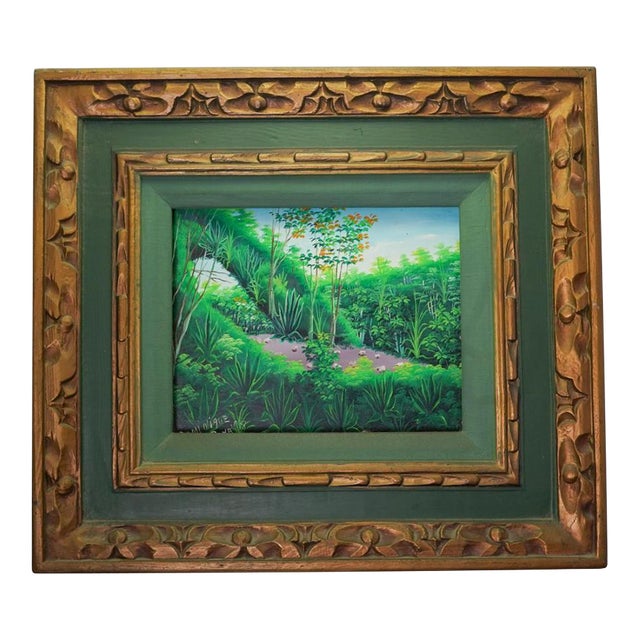 1970s Haitian Landscape Oil on Panel Painting by Dominique Senat For Sale