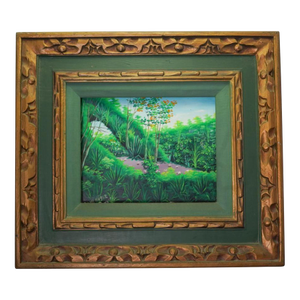 1970s Haitian Landscape Oil on Panel Painting by Dominique Senat