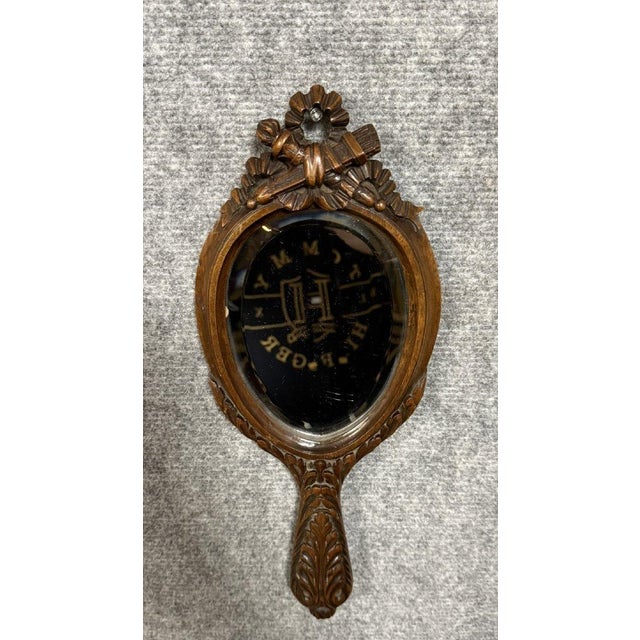 Hand-Shaped Vanity Mirror in Molded and Carved Walnut For Sale - Image 3 of 4