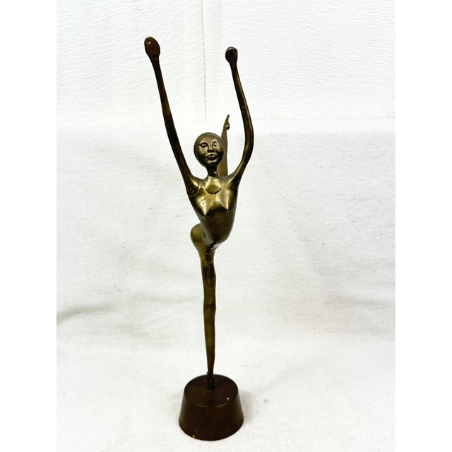 Mid 20th Century Tall Vintage Brass Ballerina Figurine For Sale - Image 5 of 6
