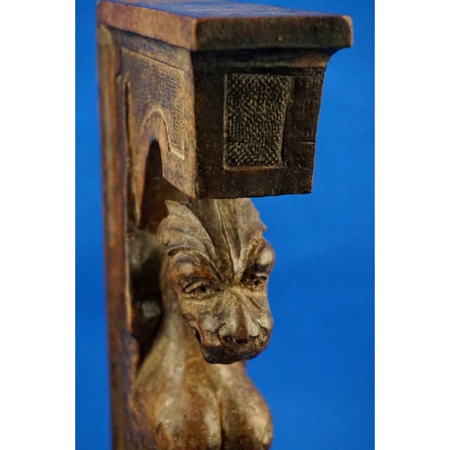 Large Gothic Style Sculptural Wooden Shelf Supports with Harpies, 16th-17th Century, Set of 2 For Sale - Image 18 of 18