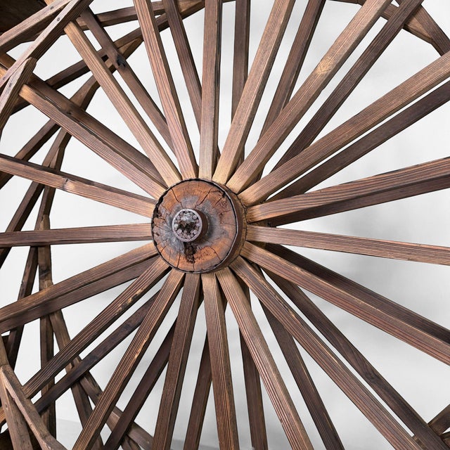 Early 20th Century Large Japanese Wooden Suisha Water Wheel Wall Decor, 1900s For Sale - Image 5 of 15