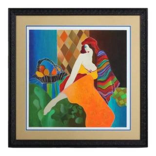 ‘Seated Woman With a Basket of Fruit’ by Itzchak Tarkay (2000s) For Sale