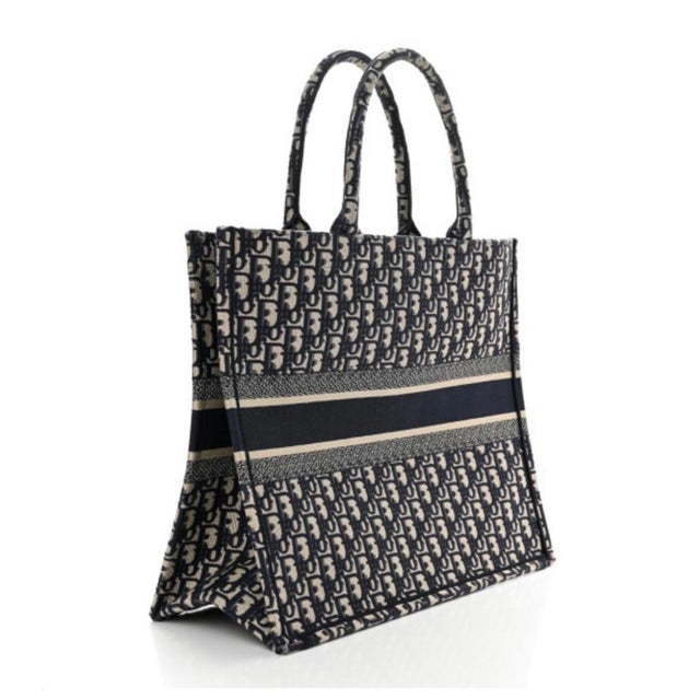 Black Christian Dior Medium Oblique Book Tote, Black & White For Sale - Image 8 of 18