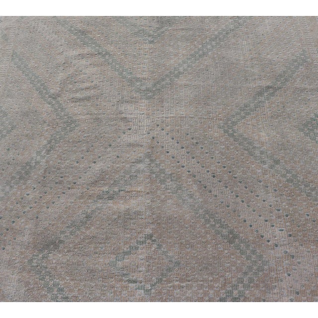 Textile Embroidered Vintage Hand Woven Turkish Kilim With Geometric Diamond Design For Sale - Image 7 of 12