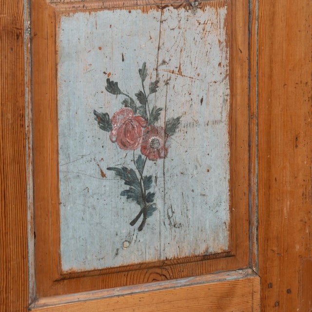 Early 19th Century Swedish Pine Cabinet With Original Painted Floral Panels For Sale - Image 11 of 15