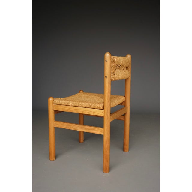 Brown Pine and Seagrass Dining Chairs in the style of Charlotte Perriand, 1960s, Set of 4 For Sale - Image 8 of 11