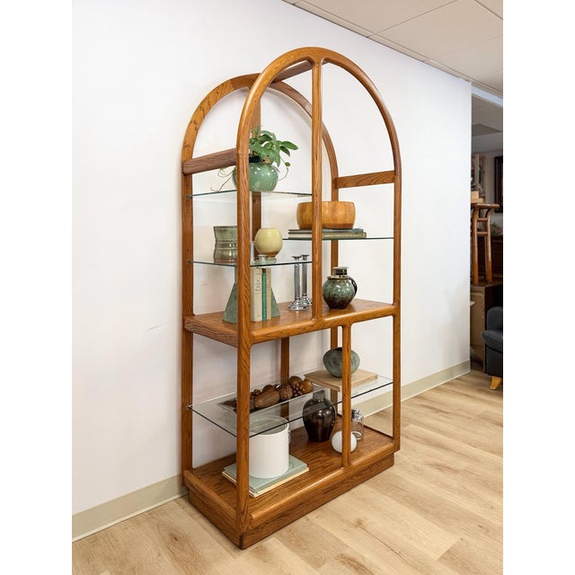 Wood Danish MCM Bentwood Display Shelf Glass Shelves Vintage Etagere Bookcase For Sale - Image 7 of 13