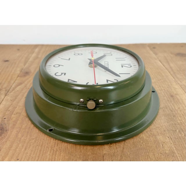 Vintage Green Citizen Ships Wall Clock, 1970s For Sale - Image 12 of 17
