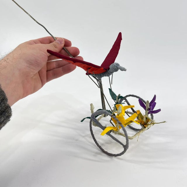 Early 20th Century Vintage African Wire Push Toy Galimoto Bicycle with Moving Hummingbird MATTER COLLECTION For Sale In Denver - Image 6 of 8