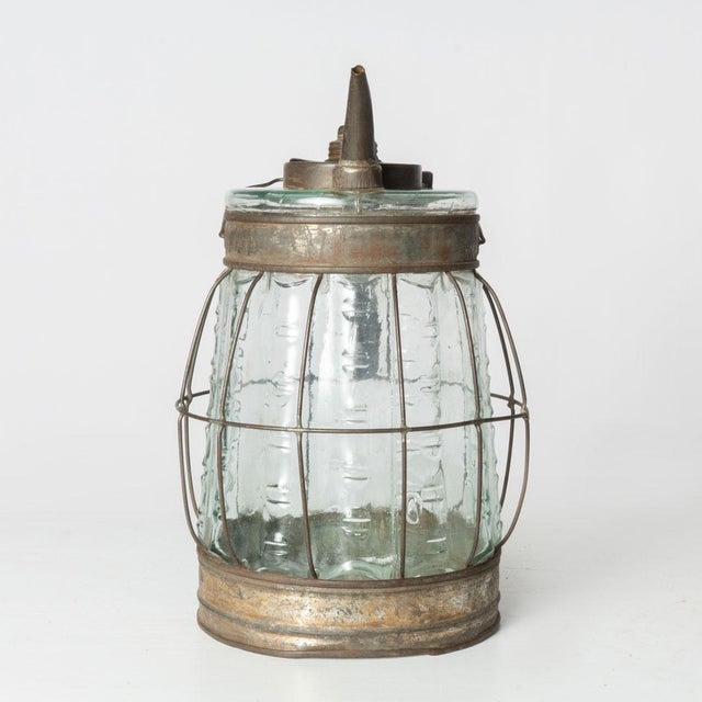 19th Century 19th Century Glass Kerosene Bottle With Wire Cage For Sale - Image 5 of 6