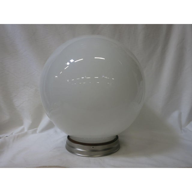 Art Deco 1930s Round Sphere Milk Glass Ceiling Globe With Fitter For Sale - Image 3 of 5
