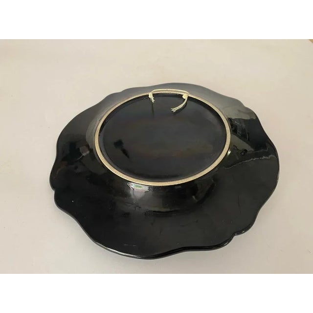 Majolica Fish Ornamental Plate Salins in Black, Yellow and Red, 1960s For Sale - Image 5 of 9