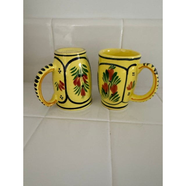 Yellow Mid 20th Century Henriot Quimper Soleil Yellow Accent Mug Featuring Lady, 2 Available For Sale - Image 8 of 9