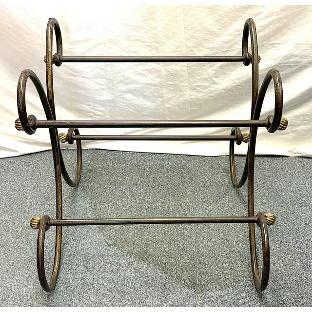 Metal Vintage Scroll Wrought Iron and Brass Square Coffee Table With Beveled Glass Top For Sale - Image 7 of 18