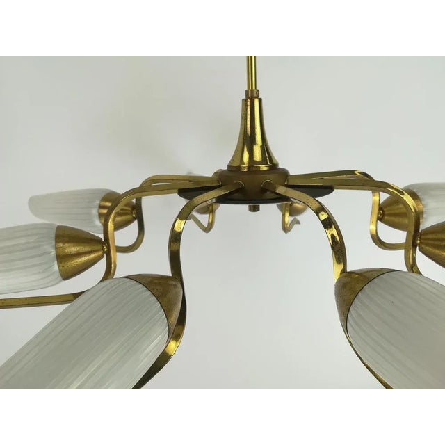 Vintage Brass and Glass Chandelier, 1960s For Sale - Image 6 of 12