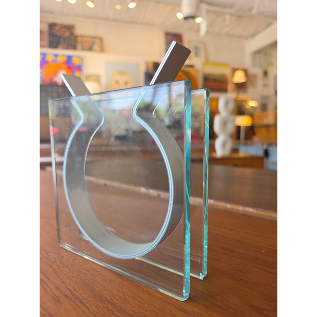 Vintage Peter Hewitt MoMA Square Ribbon Vase Glass Anodized Aluminum For Sale - Image 10 of 16