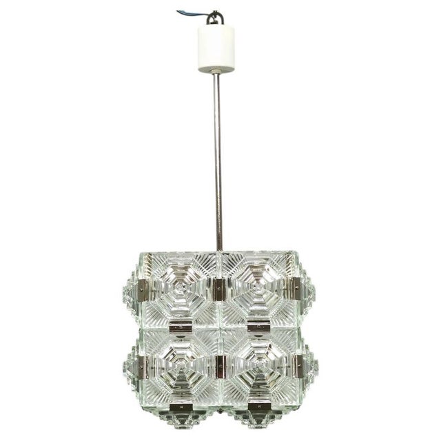 Brutalist Glass Cube Pendant by Kamenický Šenov, 1970s For Sale - Image 12 of 12