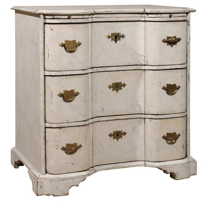 Danish Mid 18th Century Three-Drawer Painted Wood Commode with Serpentine Front For Sale - Image 11 of 11