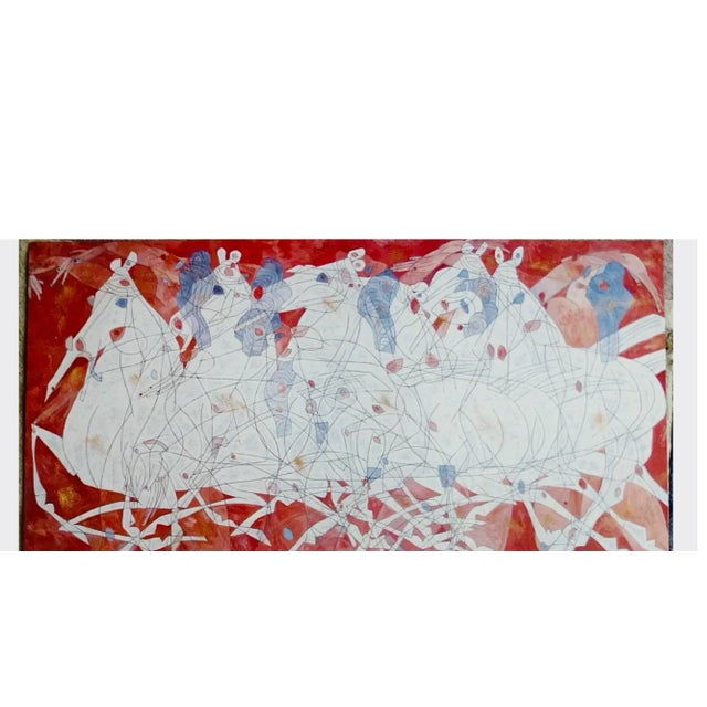 1980s 80's Vintage Jiang Tie-Feng Modern Horses "Speed" Exhibition Poster Art Expo New York City For Sale In Tampa - Image 6 of 8