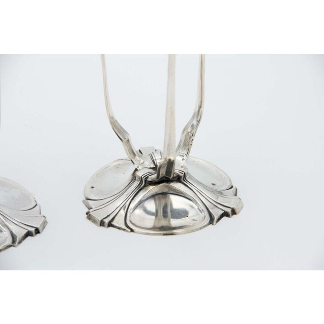 Silver Candlesticks with Circular Bases, Set of 2, in Good conditions.