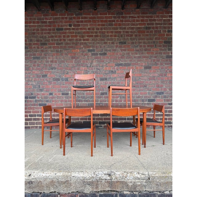 Mid-Century Modern Skovmand & Andersen for Moreddi Danish Expanding Dining Table With Four Leaves 6 Chairs For Sale - Image 3 of 12