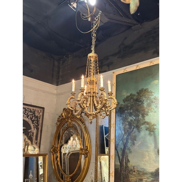 Metal Fine 19th C. French Louis XVI Gilt Bronze Chandelier For Sale - Image 7 of 8