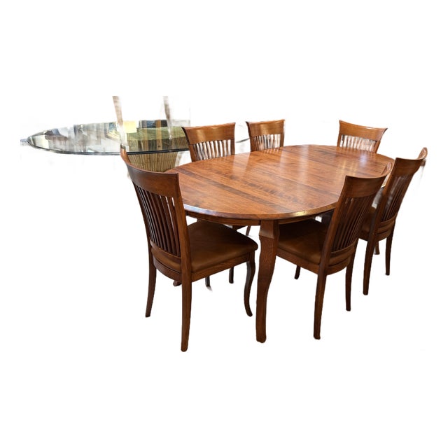 Traditional Queen Anne Extension Dining Table + Six Dinec Side Chairs, Set For Sale