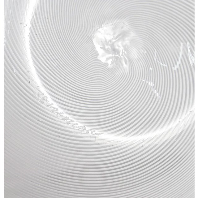 Glass 1980's Signed Venini White Mezza Filigrana Murano Glass Bowl For Sale - Image 7 of 7