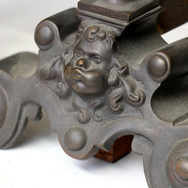 Antique Fireplace Andirons, Pair For Sale - Image 4 of 4