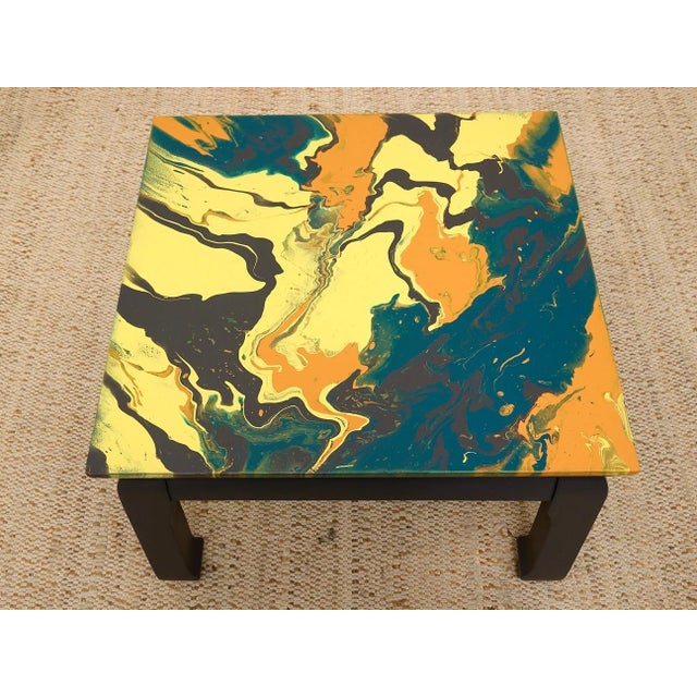 Mid 20th Century Vintage Marbled Abstract Square Side Table For Sale - Image 5 of 9