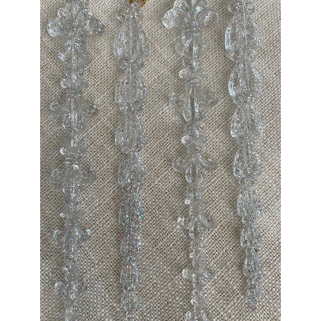 American Vintage Christmas Ornaments - Acrylic Icicles With Fleur De Lis Detail- Set of 4 For Sale - Image 3 of 3