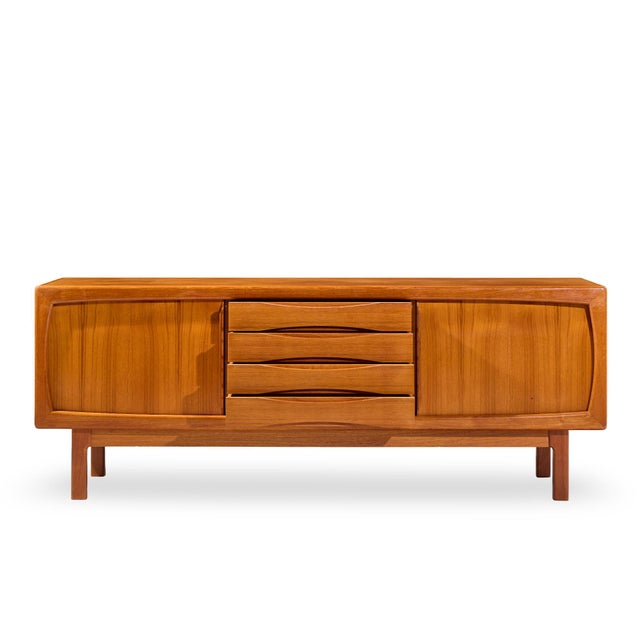 Hp Hansen Mid Century Danish Teak Sliding Door Credenza For Sale - Image 10 of 12