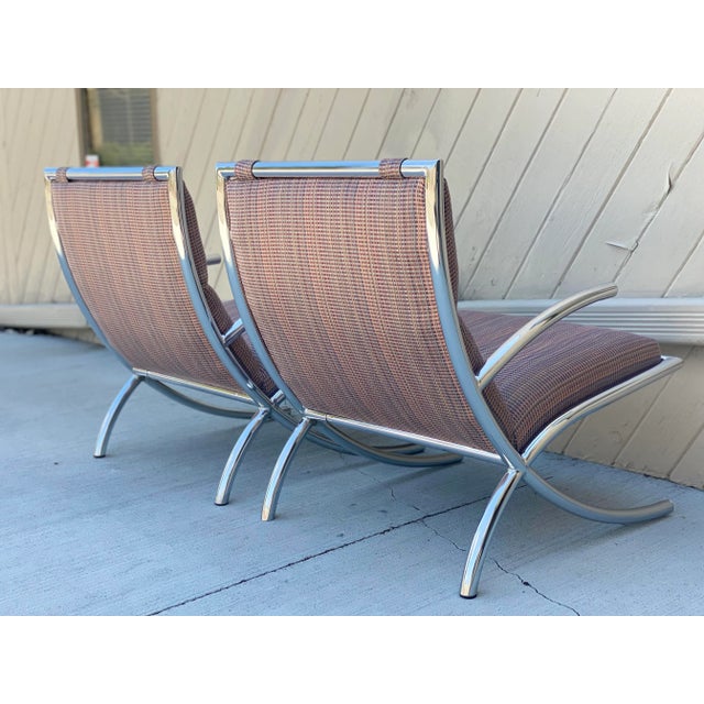 Metal 1950s Italian Mid-Century Modern Chrome Lounge Armchairs – a Pair For Sale - Image 7 of 10