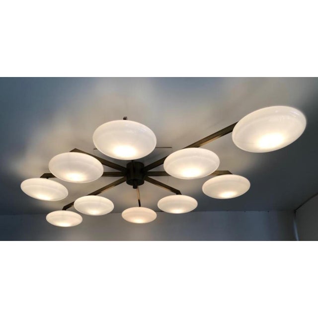 21st Century Dieci Bronze Glossy White Murano Flush Mount by Fabio LTD For Sale - Image 9 of 9