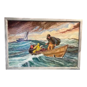 Camden Maine Fishermen at Sea Edgar C. Crockett 1902-1993 Oil on Canvas