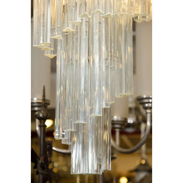 Five-tier square design Camer Murano chandelier with suspended glass pendants. Very heavy and substantial cascading...